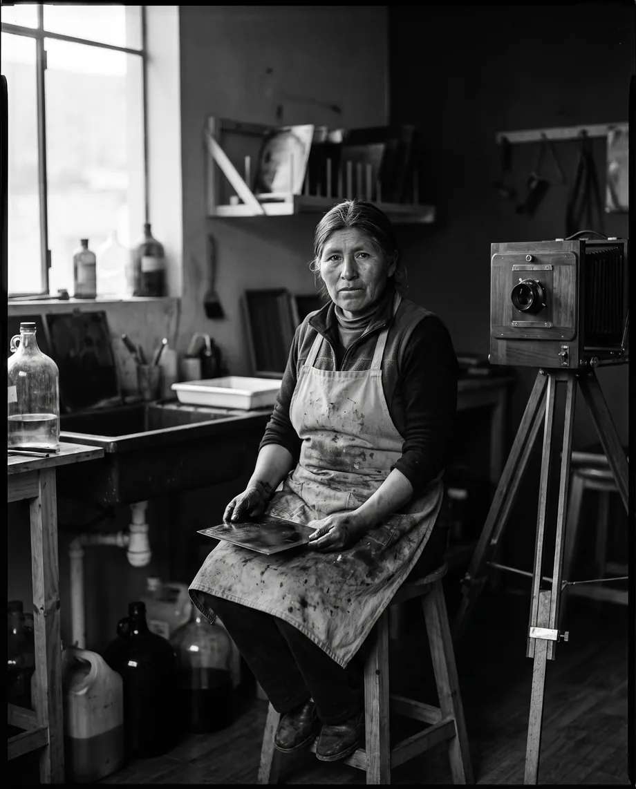 Ercilia Mamani Quisbert in the studio