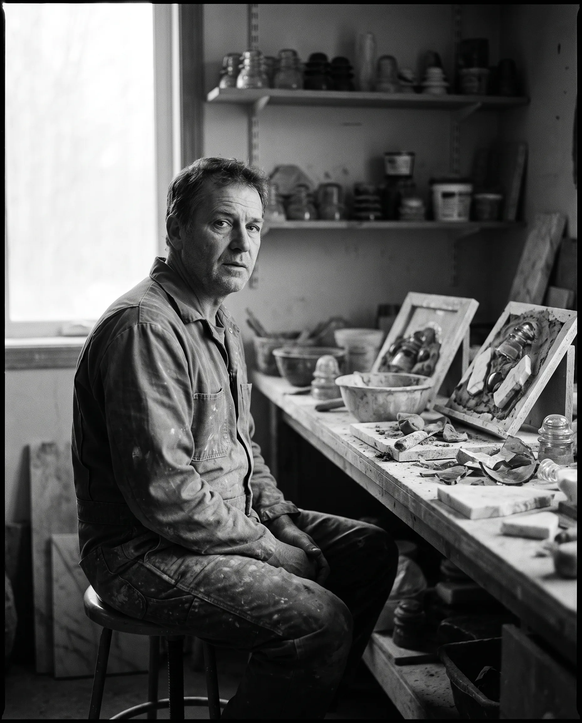 Onésime Larivière in the studio