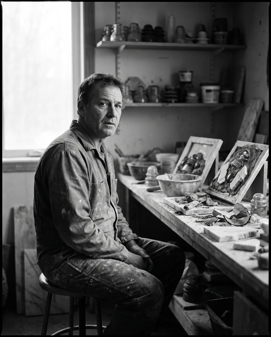 Onésime Larivière in the studio